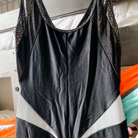 Snake Print Black Catsuit with Slimming Panels - Picture 8 of 10